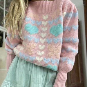 NEW LoveShackFancy Heart Sweater Top XS New with tags